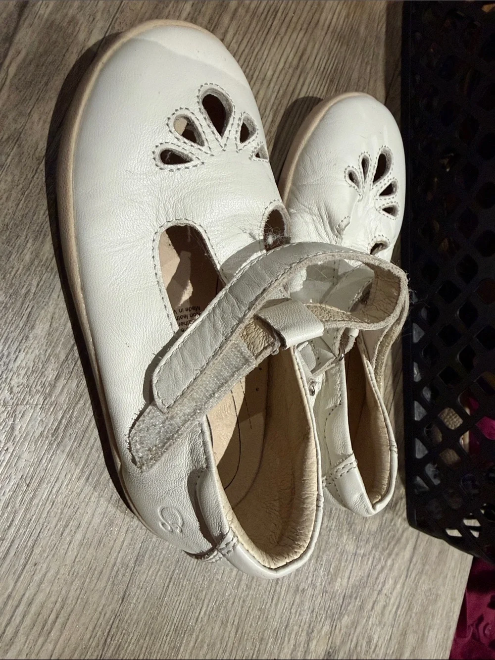 Old Soles Cream Leather Mary Jane Shoes with Cutout Detail